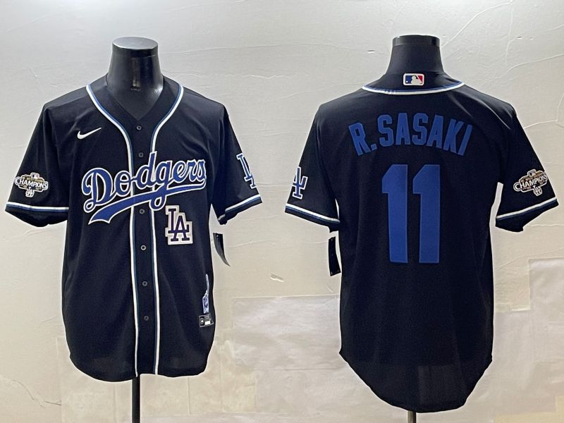 Men Los Angeles Dodgers #11 R.Sasaki Black Fashion Game 2025 Nike MLB Jersey style 3069->los angeles dodgers->MLB Jersey